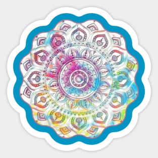 Digital Fluid Art Design - from Original Flip Cup Technique - Pastel Blue Mandala Sticker
